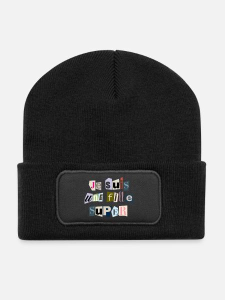 Ich bin ein Super-Mädchen - Recycelte Patch Beanie - Schwarz