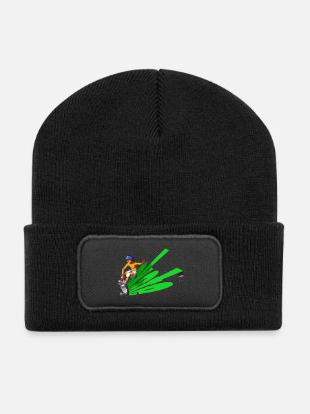 skate_green - Recycled Patch Beanie - black