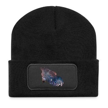 Zebra Galaxy - Recycelte Patch Beanie - Schwarz - Vorne