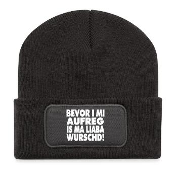 Bevor i mi aufreg... - Recycelte Patch Beanie - Dunkelgrau - Vorne