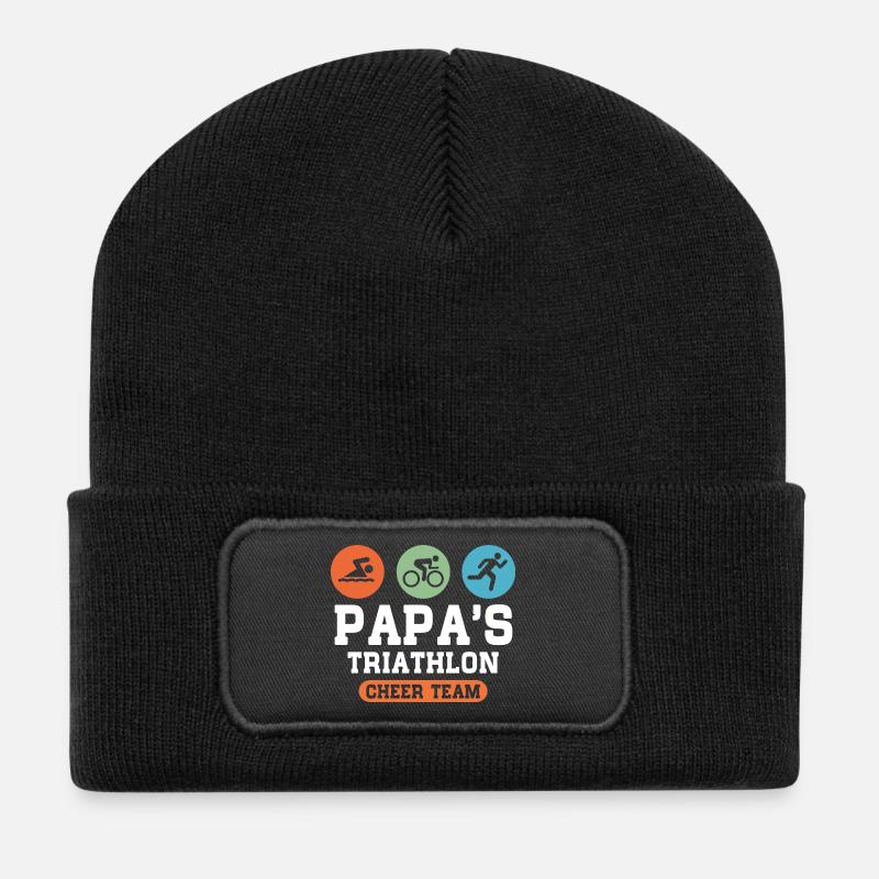 Triathlon Papa - Recycelte Patch Beanie - Schwarz