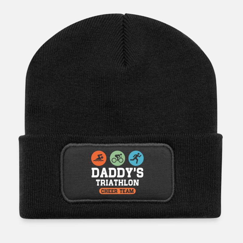 Triathlon Daddy - Recycelte Patch Beanie - Schwarz