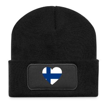 Love Amour cadeau Finland finlande - Beanie recyclé à patch - noir - Devant
