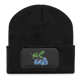 blueberry blaubeere heidelbeere veggie gemuese fru - Recycelte Patch Beanie - Schwarz - Vorne