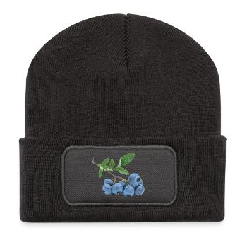 blueberry blaubeere heidelbeere veggie gemuese fru - Recycelte Patch Beanie - Dunkelgrau - Vorne