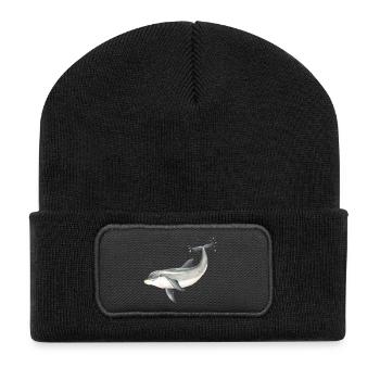 Baby dolphin - Baby dolphin design - Baby dauphin - Recycled Patch Beanie - black - Front