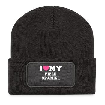 I love my I love my Field Spaniel - Beanie recyclé à patch - charbon - Devant