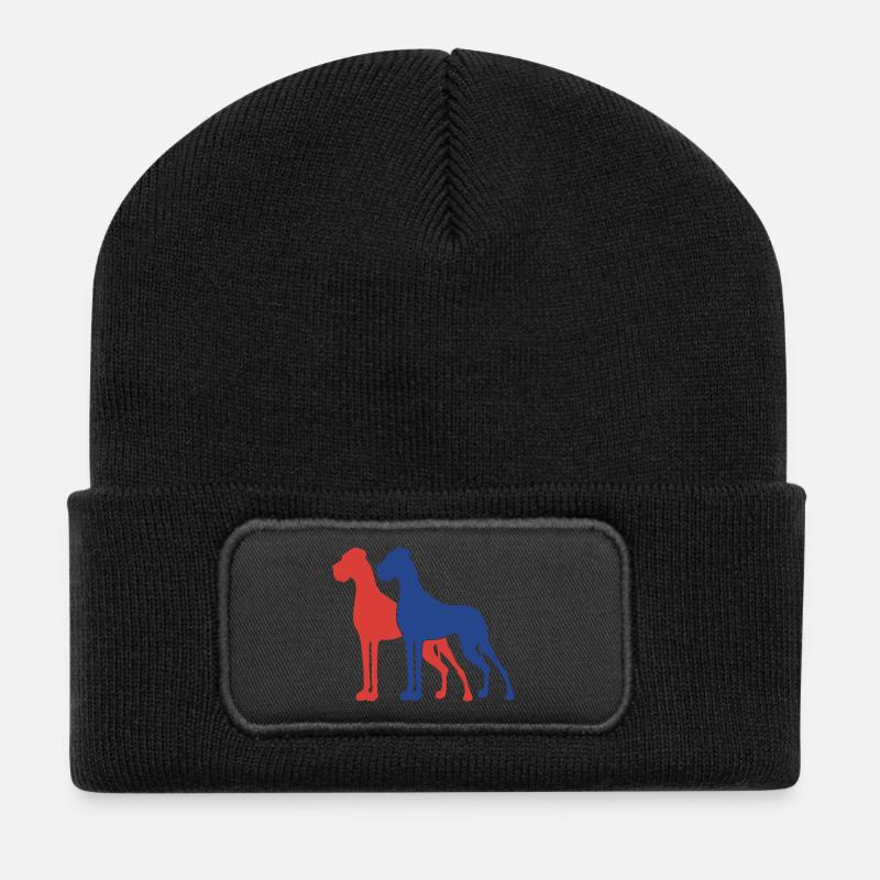 2 Deutsche Doggen / 2 Farben - Recycelte Patch Beanie - Schwarz