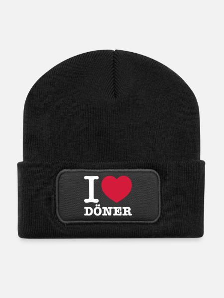 I LOVE DÖNER - Recycelte Patch Beanie - Schwarz
