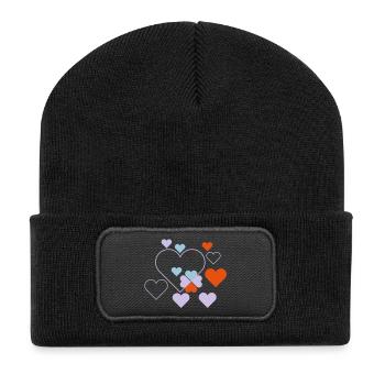 herzen - Recycelte Patch Beanie - Schwarz - Vorne