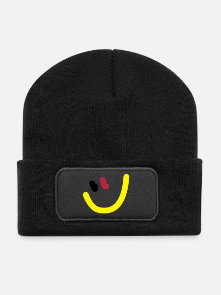 EM2018 DE (Smiley) - Recycelte Patch Beanie - Schwarz