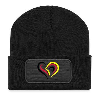 EM2018 DE (Herz) - Recycelte Patch Beanie - Schwarz - Vorne