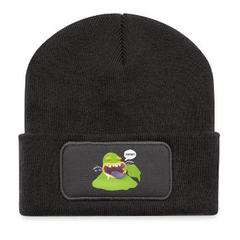 monstre manger - Beanie recyclé à patch - charbon - Devant