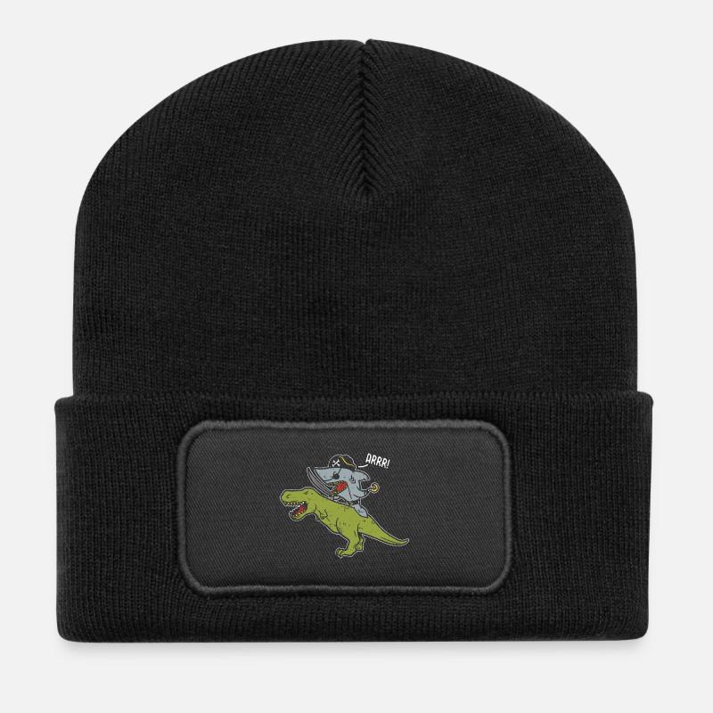 Hai rides dinosaurs - Recycled Patch Beanie - black
