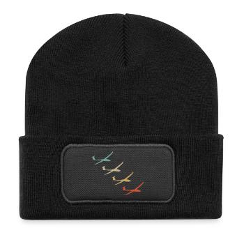 Planeur de style vintage rétro - Beanie recyclé à patch - noir - Devant