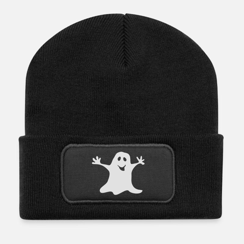 fantôme Halloween une couleur - Beanie recyclé à patch - noir