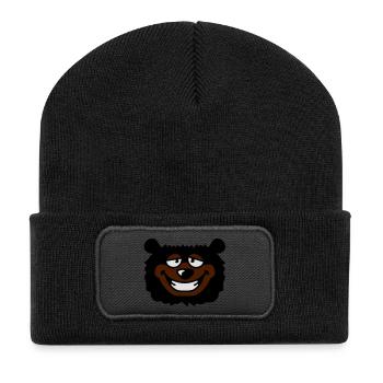 bear_head - Recycelte Patch Beanie - Schwarz - Vorne