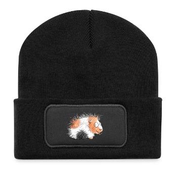 Cochon inde avec marguerites i cadeau - Beanie recyclé à patch - noir - Devant