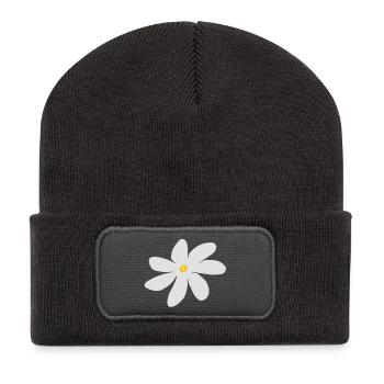 Tahitian Tiare-Blume Emblem - Recycelte Patch Beanie - Dunkelgrau - Vorne