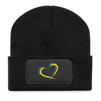 Coeur brosse drapeau vecteur drapeau Suède - Beanie recyclé à patch - noir - Devant