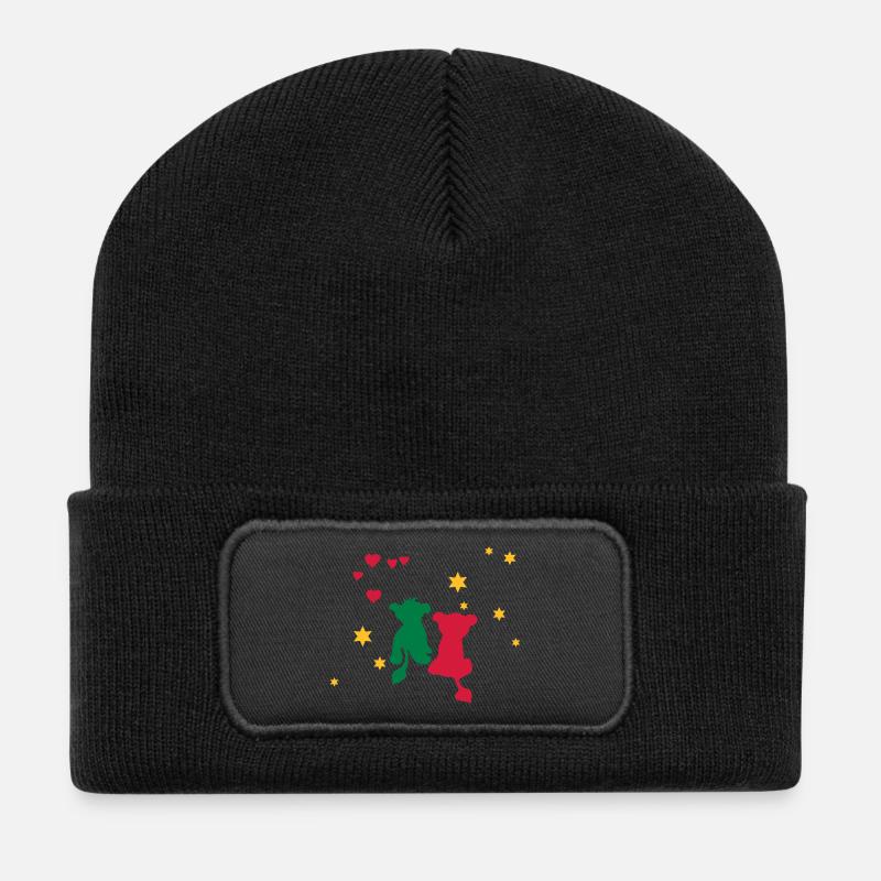 Löwen Liebe, Lion Love, Amor León - Recycelte Patch Beanie - Schwarz