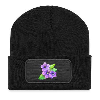 Three Violets - Recycled Patch Beanie - black - Front