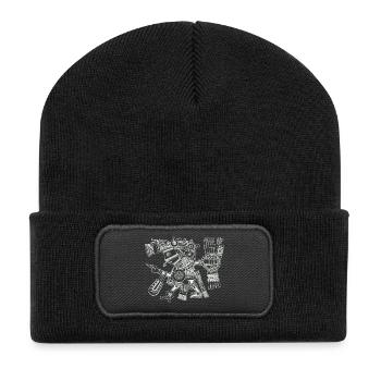 Maya God, Mexico, Warrior, DD - Beanie recyclé à patch - noir - Devant