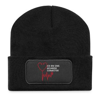 Krankenschwester - Recycelte Patch Beanie - Schwarz - Vorne