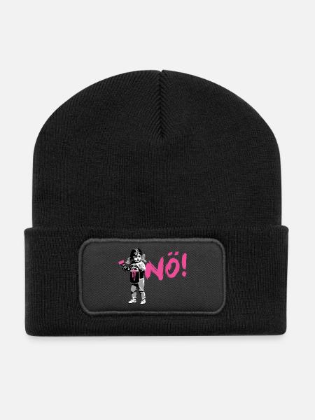 Girlpower Protest-Shirt NÖ! - Recycelte Patch Beanie - Schwarz