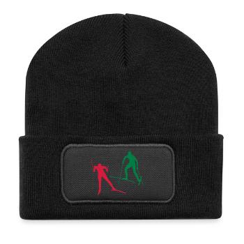 Ski Langlauf in der Loipe - Recycelte Patch Beanie - Schwarz - Vorne