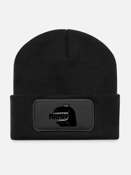 Super hungriger Mampf-T-Rex! - Recycelte Patch Beanie - Schwarz