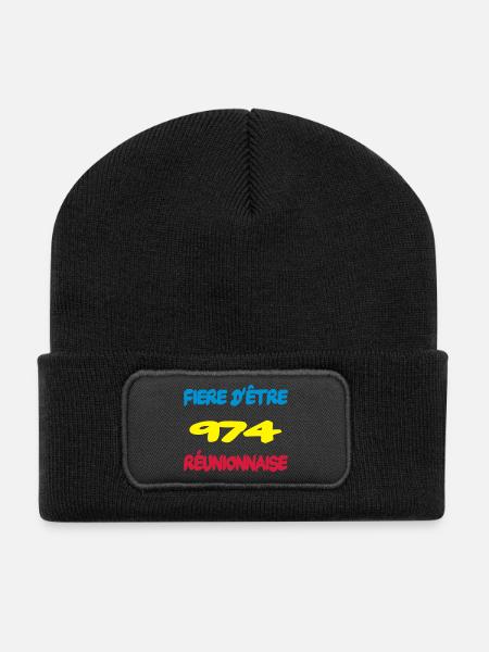 Fiere d'être reunionnaise - Recycelte Patch Beanie - Schwarz