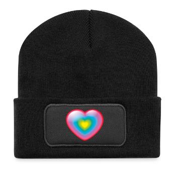 Smiley Rainbow Heart - Recycled Patch Beanie - black - Front