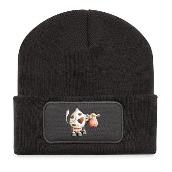Cow with heart - Beanie recyclé à patch - charbon - Devant