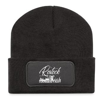 Rostock - Hansestadt - Silhouette - Recycelte Patch Beanie - Dunkelgrau - Vorne