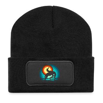Cowboy beim Rodeo - Recycelte Patch Beanie - Schwarz - Vorne