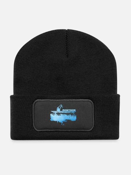 Stadthafen Rostock - Recycelte Patch Beanie - Schwarz