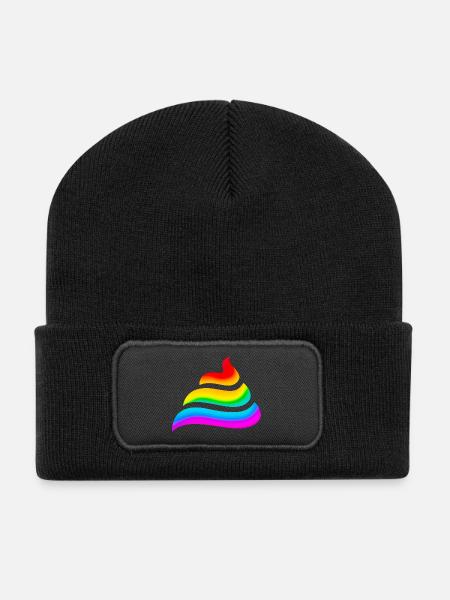 Unicorn, shit, crap, Festival, Rainbow party - Recycled Patch Beanie - black