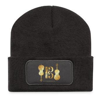 Tenor Clef & Cello (Golden Yellow) Cellist Cello - Recycled Patch Beanie - dark grey - Front