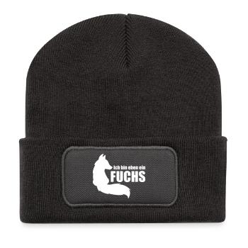 Ich bin eben ein Fuchs - Für schlaue Menschen - Recycelte Patch Beanie - Dunkelgrau - Vorne