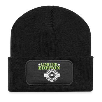 60. Geburtstag , limited Edition orginal 60 (25) - Recycelte Patch Beanie - Schwarz - Vorne
