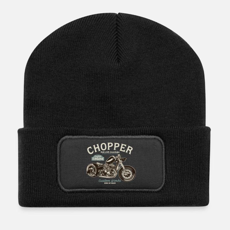 Chopper Custom Engine - Recycelte Patch Beanie - Schwarz