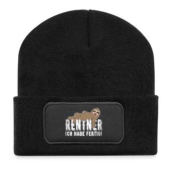 Rentner Ich Habe Fertig Faultier - Recycelte Patch Beanie - Schwarz - Vorne