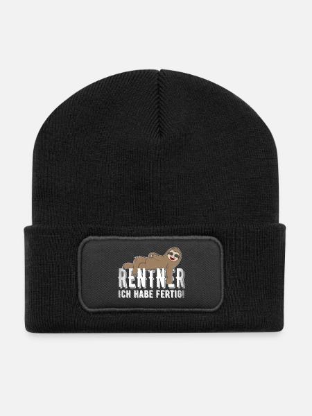 Rentner Ich Habe Fertig Faultier - Recycelte Patch Beanie - Schwarz