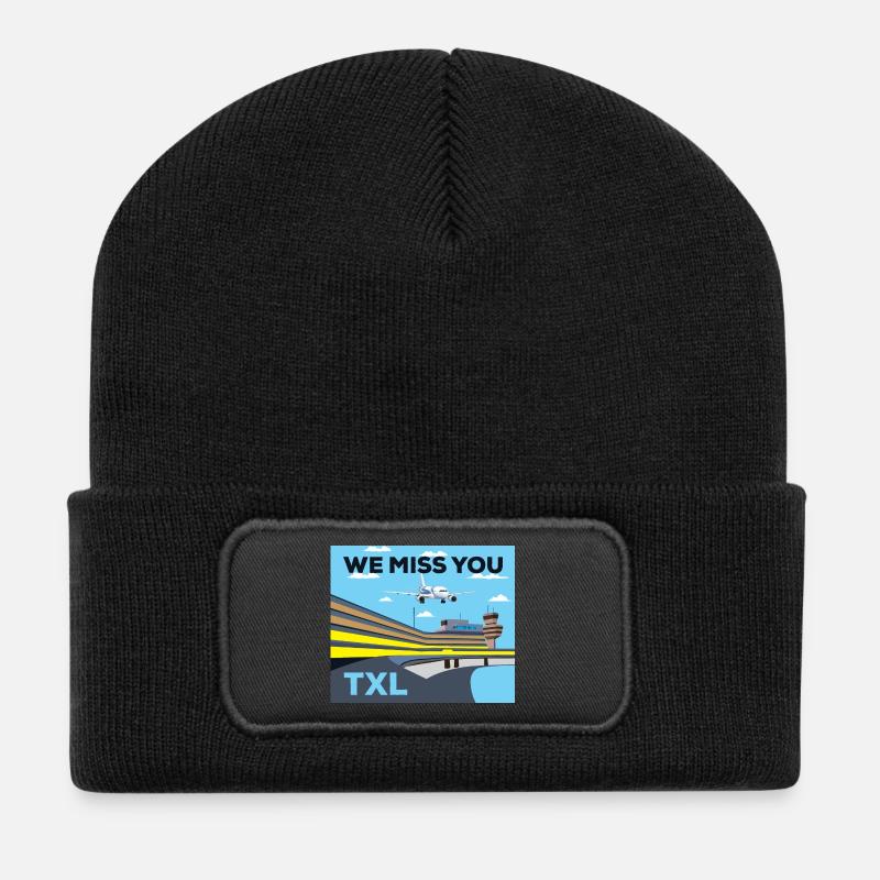 TXL, we miss you, retro - Recycelte Patch Beanie - Schwarz