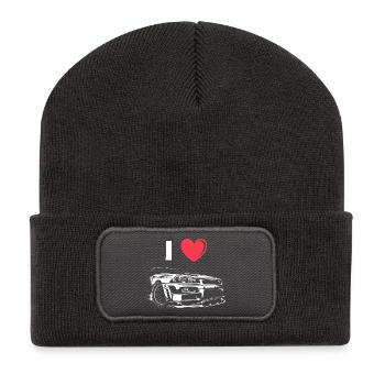 i love skyline car tuning gtr heart heart love - Recycled Patch Beanie - dark grey - Front