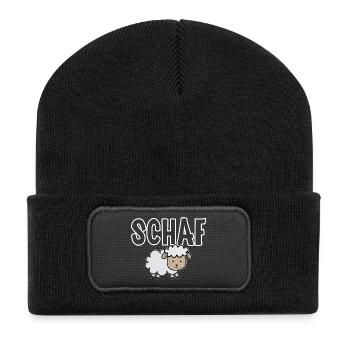 Schaf - Recycelte Patch Beanie - Schwarz - Vorne