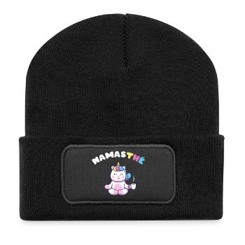 Namasthé Cadeau Humour Yoga Licorne Femmes Filles - Beanie recyclé à patch - noir - Devant