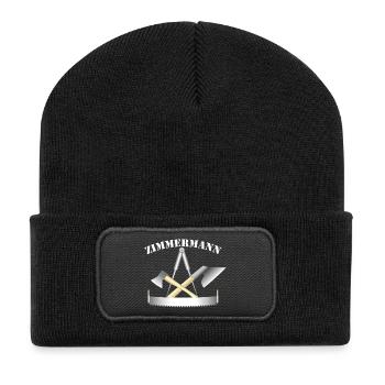 Zunftzeichen der Zimmermänner - Recycelte Patch Beanie - Schwarz - Vorne