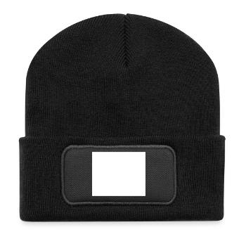 Quatrat in white - Recycled Patch Beanie - black - Front